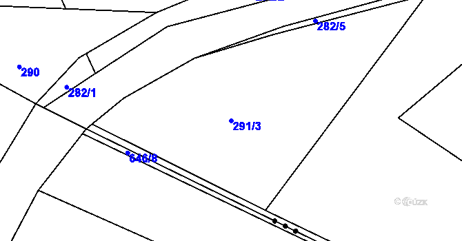 Parcela st. 291/3 v KÚ Ponětovice, Katastrální mapa