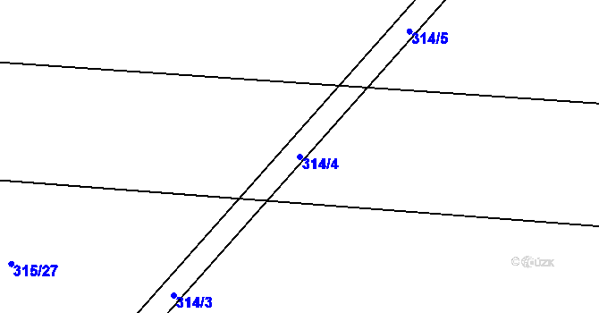 Parcela st. 314/4 v KÚ Ponětovice, Katastrální mapa