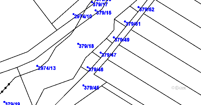 Parcela st. 379/47 v KÚ Ponětovice, Katastrální mapa