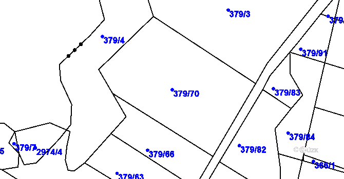 Parcela st. 379/70 v KÚ Ponětovice, Katastrální mapa