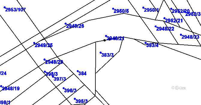 Parcela st. 383/3 v KÚ Ponětovice, Katastrální mapa