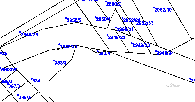 Parcela st. 383/4 v KÚ Ponětovice, Katastrální mapa