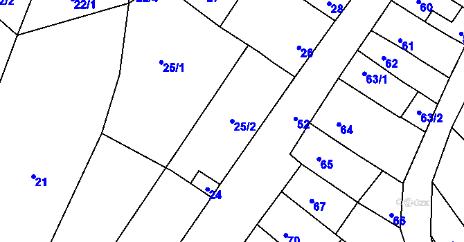 Parcela st. 25/2 v KÚ Ponětovice, Katastrální mapa