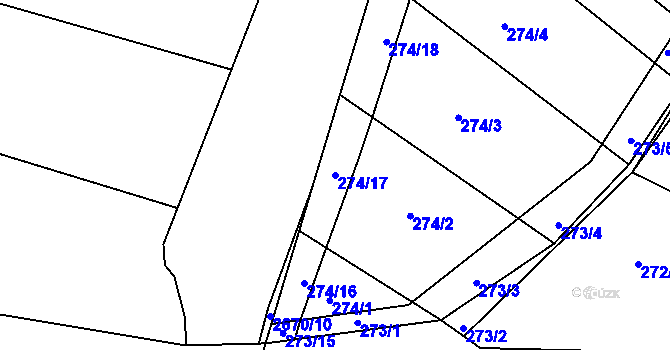 Parcela st. 274/17 v KÚ Ponětovice, Katastrální mapa