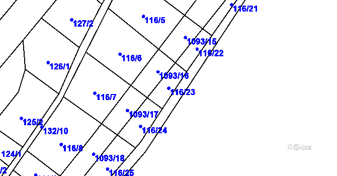 Parcela st. 116/23 v KÚ Ponikev, Katastrální mapa