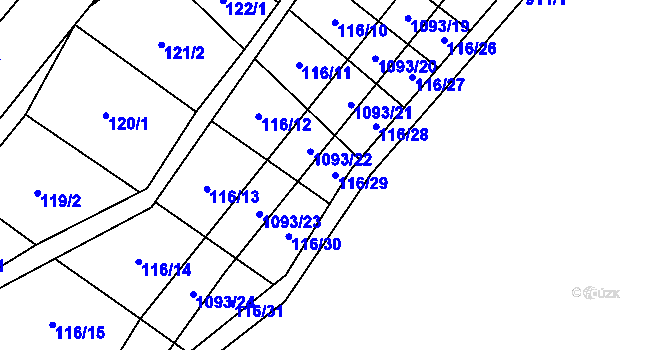 Parcela st. 116/29 v KÚ Ponikev, Katastrální mapa