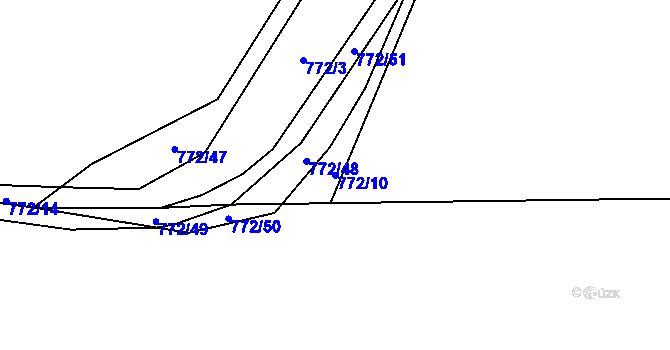 Parcela st. 772/10 v KÚ Ponikev, Katastrální mapa