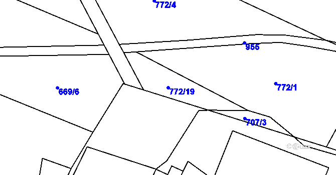 Parcela st. 772/19 v KÚ Ponikev, Katastrální mapa