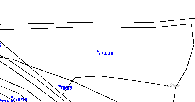 Parcela st. 772/34 v KÚ Ponikev, Katastrální mapa