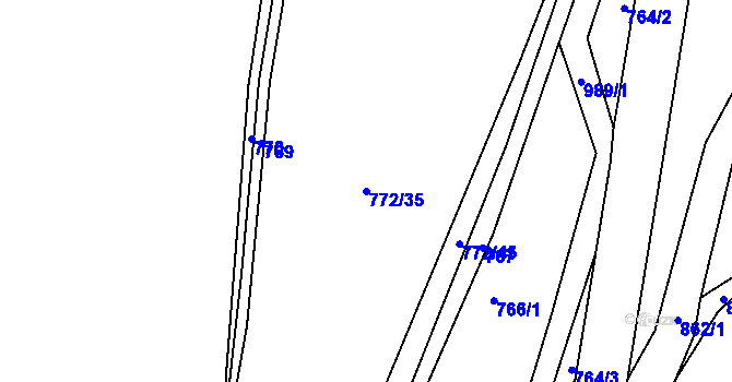 Parcela st. 772/35 v KÚ Ponikev, Katastrální mapa