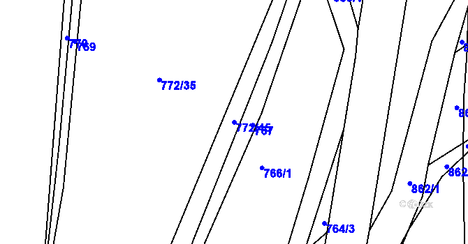 Parcela st. 772/45 v KÚ Ponikev, Katastrální mapa