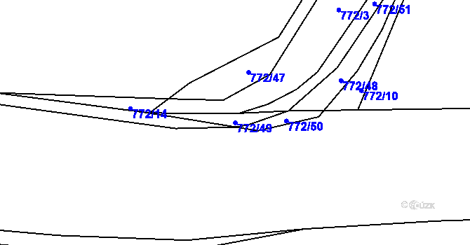 Parcela st. 772/49 v KÚ Ponikev, Katastrální mapa