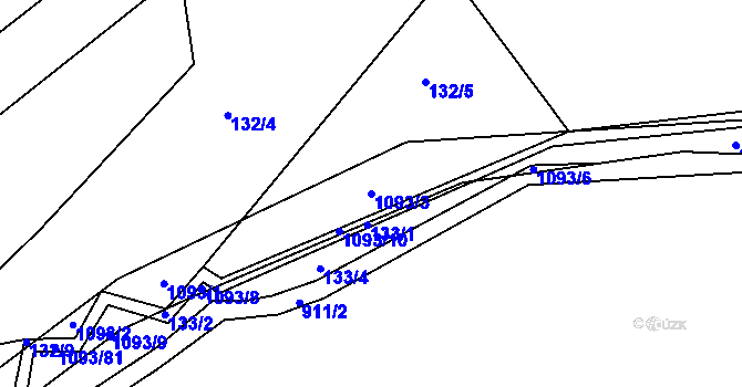 Parcela st. 1093/3 v KÚ Ponikev, Katastrální mapa