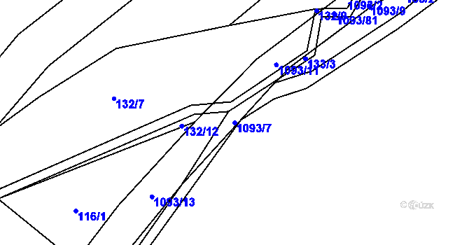 Parcela st. 1093/7 v KÚ Ponikev, Katastrální mapa