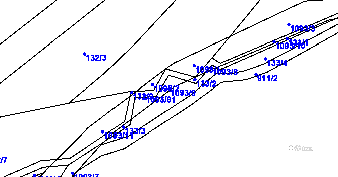 Parcela st. 1093/9 v KÚ Ponikev, Katastrální mapa