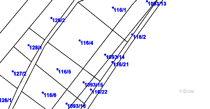 Parcela st. 1093/14 v KÚ Ponikev, Katastrální mapa