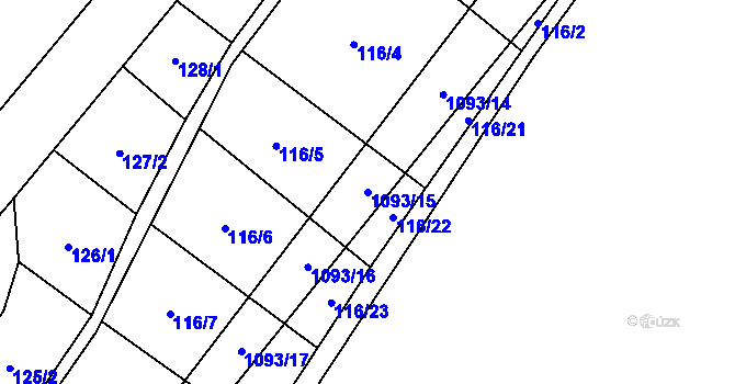 Parcela st. 1093/15 v KÚ Ponikev, Katastrální mapa