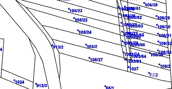 Parcela st. 105/2 v KÚ Ponikev, Katastrální mapa