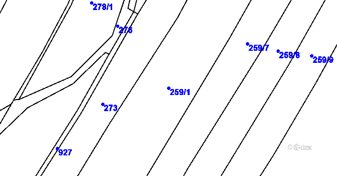 Parcela st. 259/1 v KÚ Ponikev, Katastrální mapa