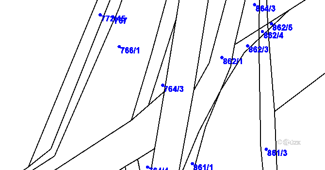 Parcela st. 764/3 v KÚ Ponikev, Katastrální mapa