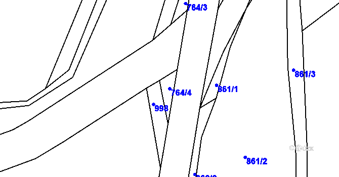 Parcela st. 764/4 v KÚ Ponikev, Katastrální mapa
