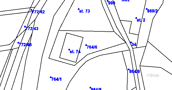 Parcela st. 764/6 v KÚ Ponikev, Katastrální mapa