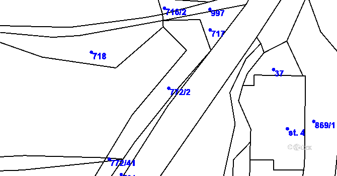 Parcela st. 772/2 v KÚ Ponikev, Katastrální mapa
