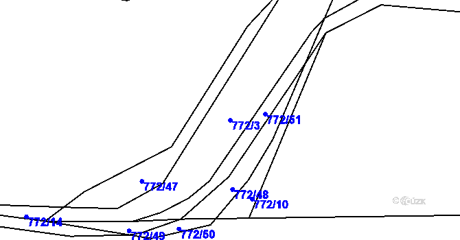 Parcela st. 772/3 v KÚ Ponikev, Katastrální mapa