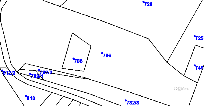 Parcela st. 786 v KÚ Ponikev, Katastrální mapa