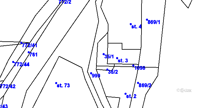 Parcela st. 35/1 v KÚ Ponikev, Katastrální mapa