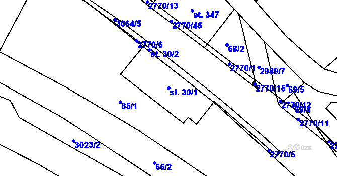 Parcela st. 30/1 v KÚ Poniklá, Katastrální mapa