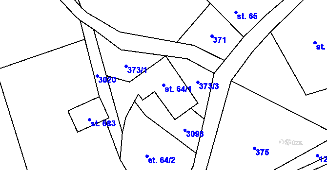 Parcela st. 64/1 v KÚ Poniklá, Katastrální mapa
