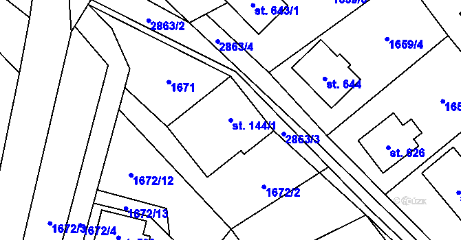 Parcela st. 144/1 v KÚ Poniklá, Katastrální mapa