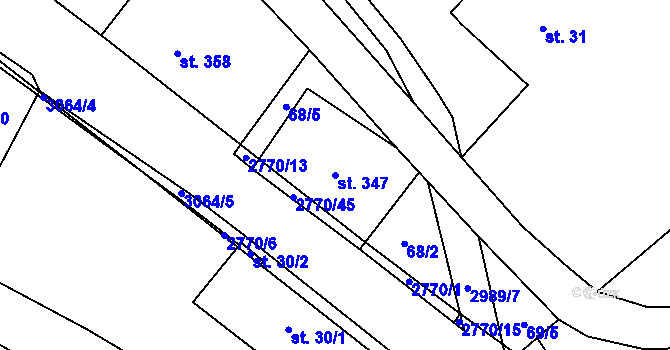 Parcela st. 347 v KÚ Poniklá, Katastrální mapa