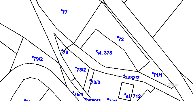 Parcela st. 375 v KÚ Poniklá, Katastrální mapa