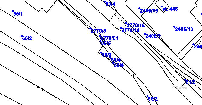 Parcela st. 65/3 v KÚ Poniklá, Katastrální mapa