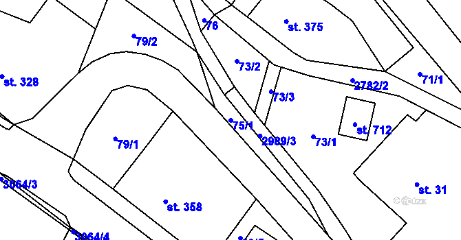 Parcela st. 75/1 v KÚ Poniklá, Katastrální mapa