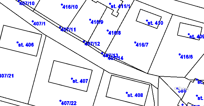 Parcela st. 407/13 v KÚ Poniklá, Katastrální mapa