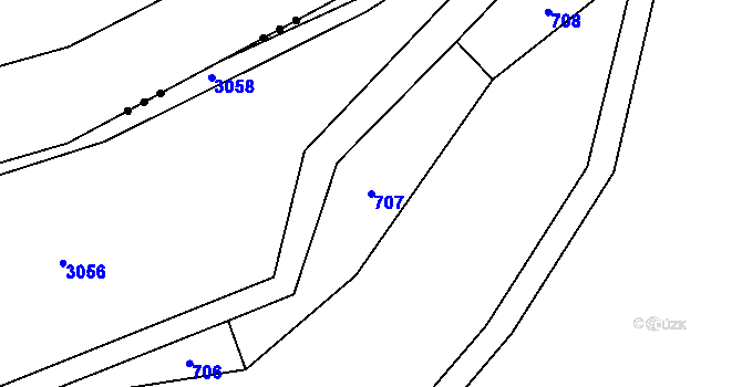 Parcela st. 707 v KÚ Poniklá, Katastrální mapa