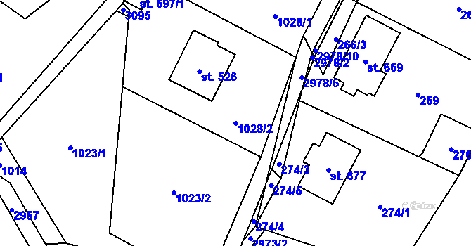 Parcela st. 1028/2 v KÚ Poniklá, Katastrální mapa