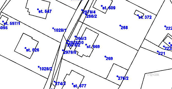 Parcela st. 669 v KÚ Poniklá, Katastrální mapa