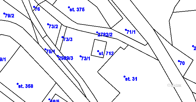 Parcela st. 712 v KÚ Poniklá, Katastrální mapa