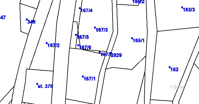 Parcela st. 167/7 v KÚ Poniklá, Katastrální mapa