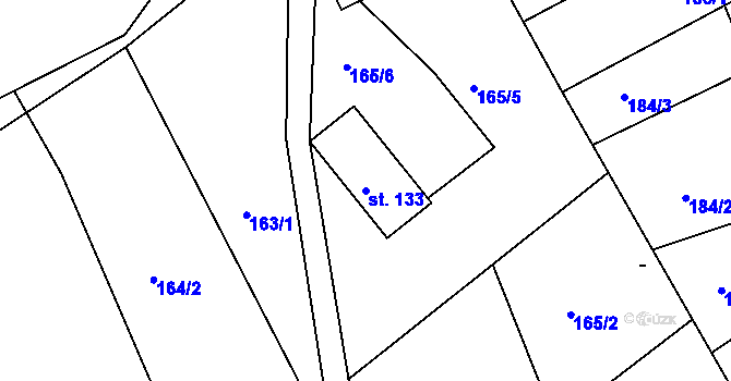 Parcela st. 133 v KÚ Přívlaka, Katastrální mapa