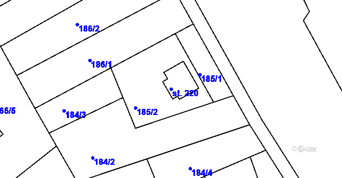 Parcela st. 220 v KÚ Přívlaka, Katastrální mapa