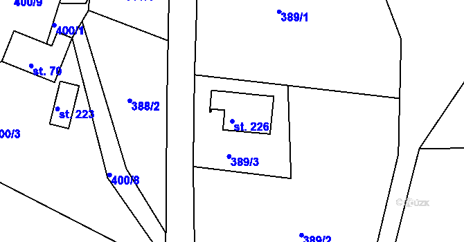 Parcela st. 226 v KÚ Přívlaka, Katastrální mapa