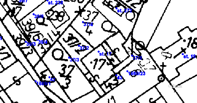 Parcela st. 17 v KÚ Popelín, Katastrální mapa