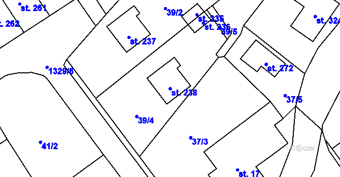 Parcela st. 238 v KÚ Popelín, Katastrální mapa