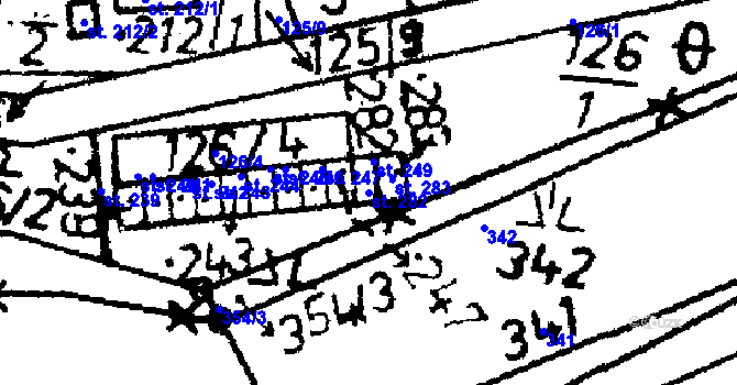 Parcela st. 282 v KÚ Popelín, Katastrální mapa