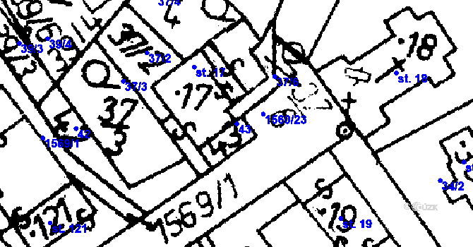Parcela st. 43 v KÚ Popelín, Katastrální mapa